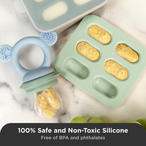 Silicone Baby Nibble Freezer Tray in Cerulean & Sage 2PK