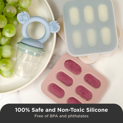 Silicone Baby Nibble Freezer Trays in Dusty Rose & Sand 2PK