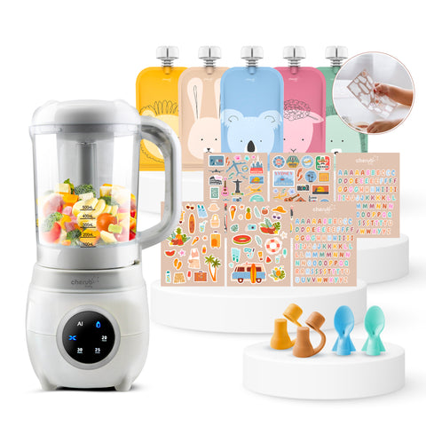 Automatic Baby Food Maker + Reusable Pouches Bundle - GB