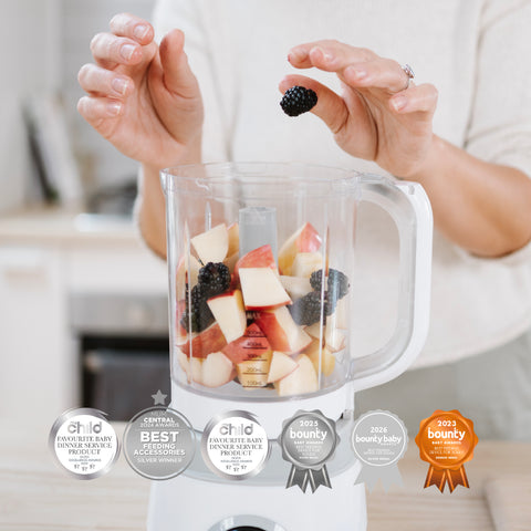 Automatic Baby Food Maker & Silicone Food Pouches Bundle in Peach & Blush