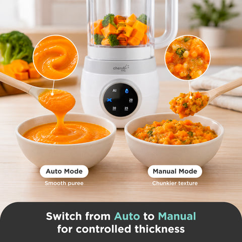 Automatic Baby Food Maker & Silicone Food Pouches Bundle in Peach & Blush