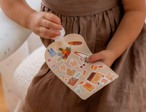 On the Go Reusable Food Pouch Sticker Set - BIG EXPLORER