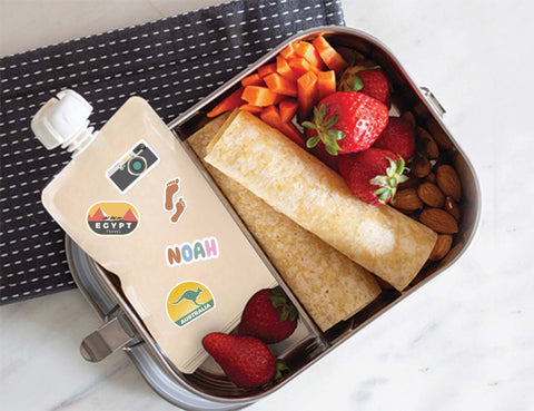 On the Go Reusable Food Pouch Sticker Set - BIG EXPLORER