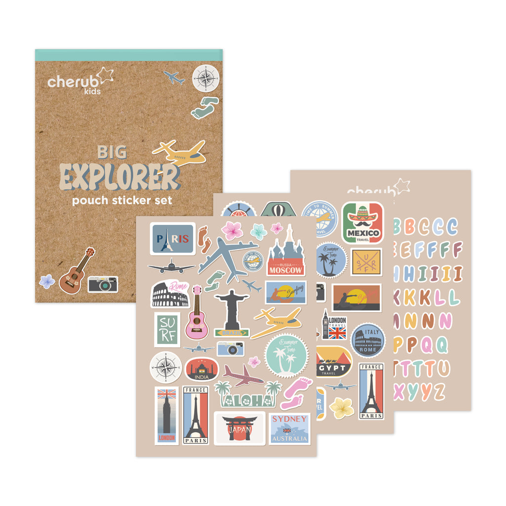 Customizable Letter & Picture Stickers 130+pk for Reusable Pouches | Big Explorer