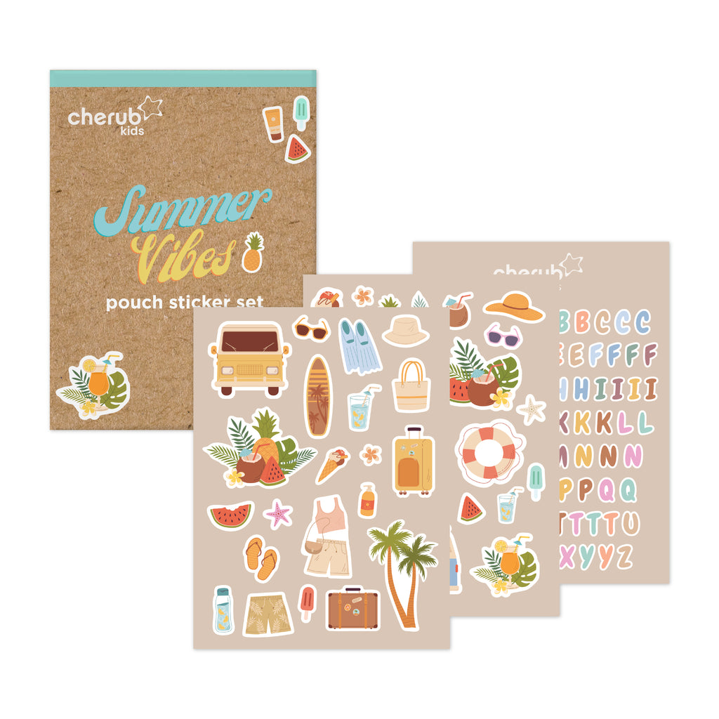 130 Letter & Picture Stickers to Personalize Reusable Pouches | Summer Vibes