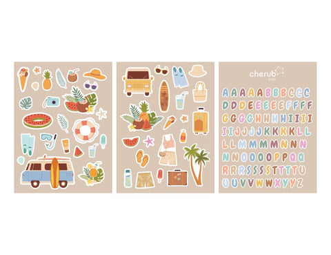 On the Go Reusable Food Pouch Sticker Set - SUMMER VIBES