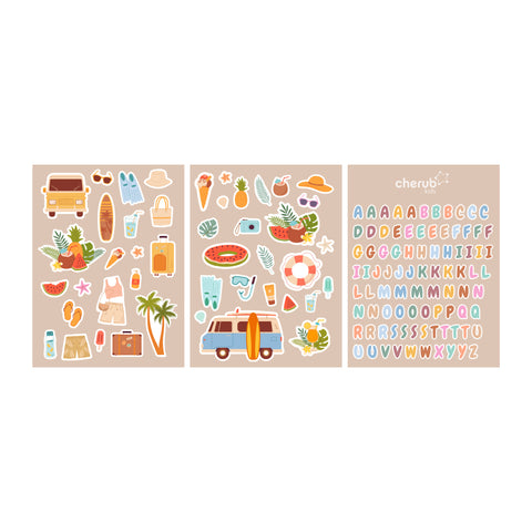 Customizable Letter & Picture Stickers 130+pk for Reusable Pouches | SUMMER VIBES