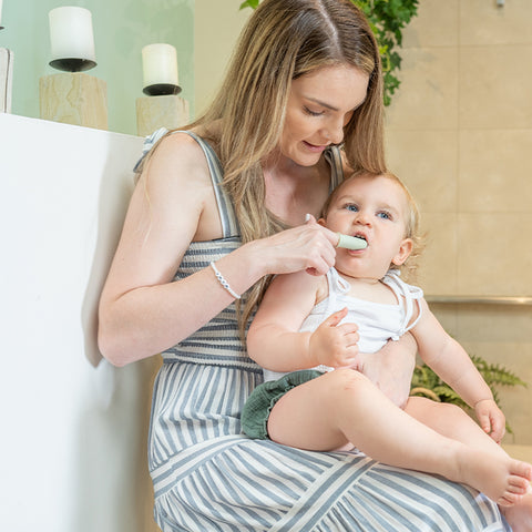 Silicone Baby Finger Toothbrush & Case in Sage
