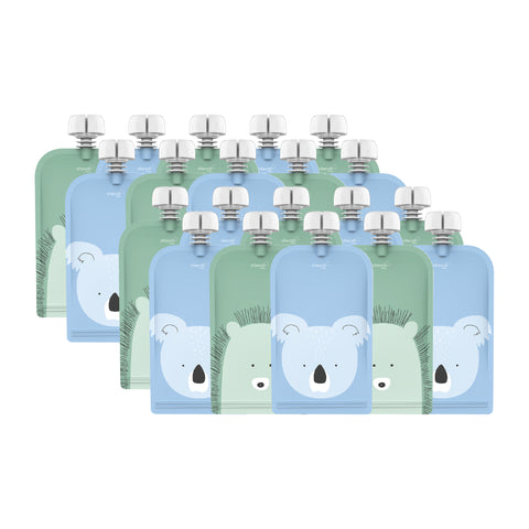 Bundle Sale Reusable Baby Food Pouches, Yoghurt Pouches 120ml Cerulean & Sage 20PK