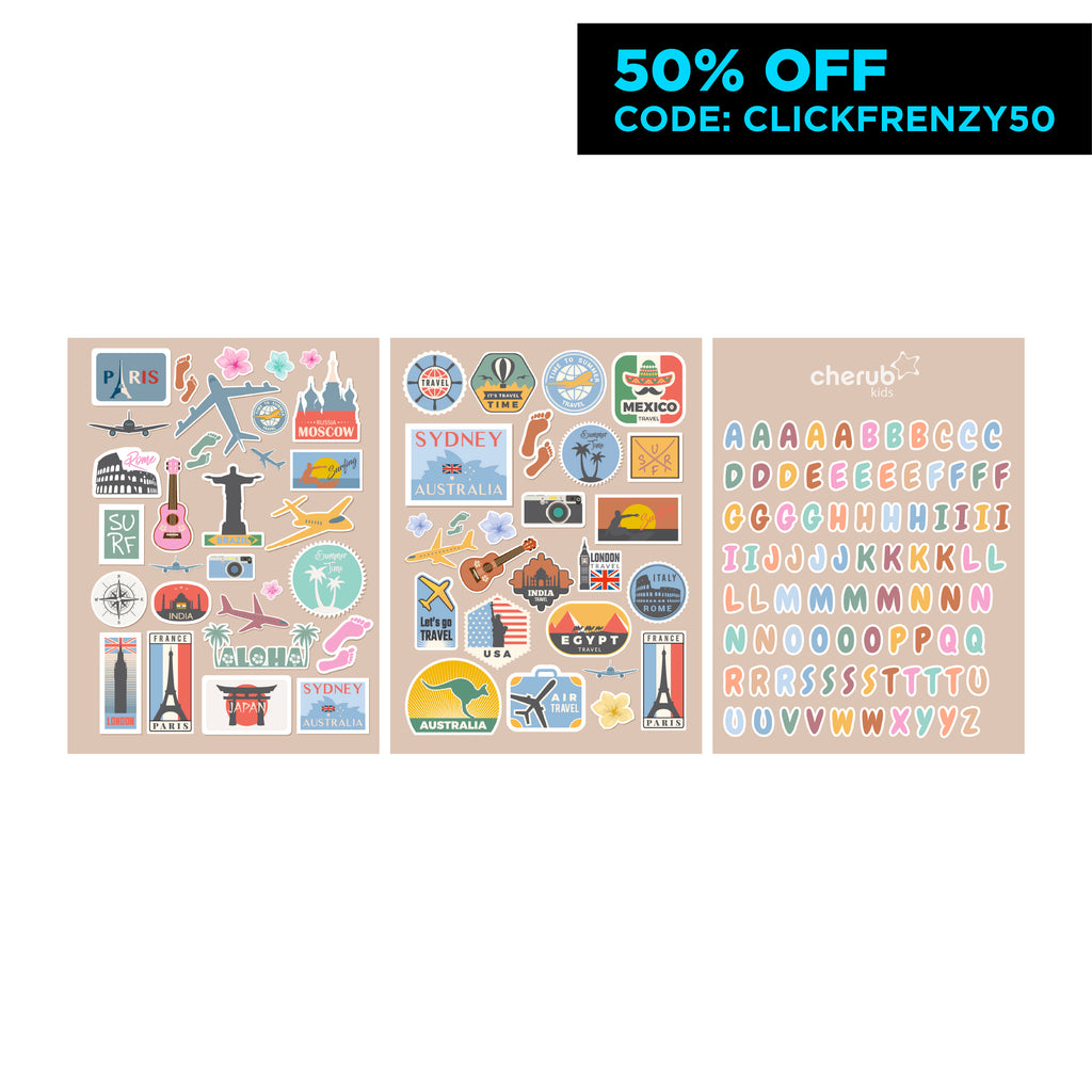 Customizable Letter & Picture Stickers 130+pk for Reusable Pouches | Big Explorer