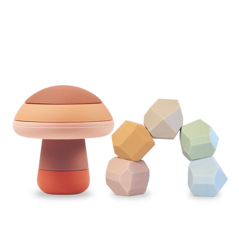 5PK Silicone Balancing Stones + Mushroom Stacking Toy | BF BUNDLE SALE