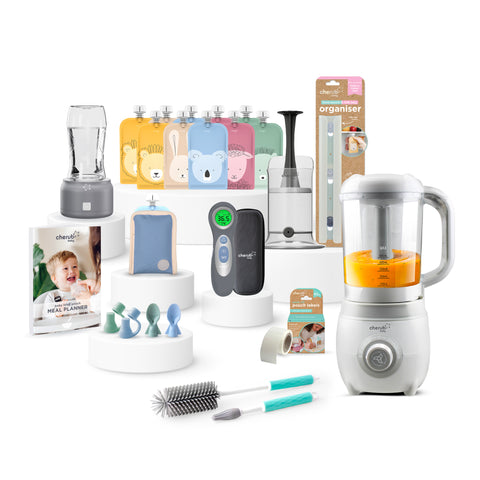 Premium Baby Food Maker Thermometer & Bottle Warmer Bundle Kit - Cerulean & Sage