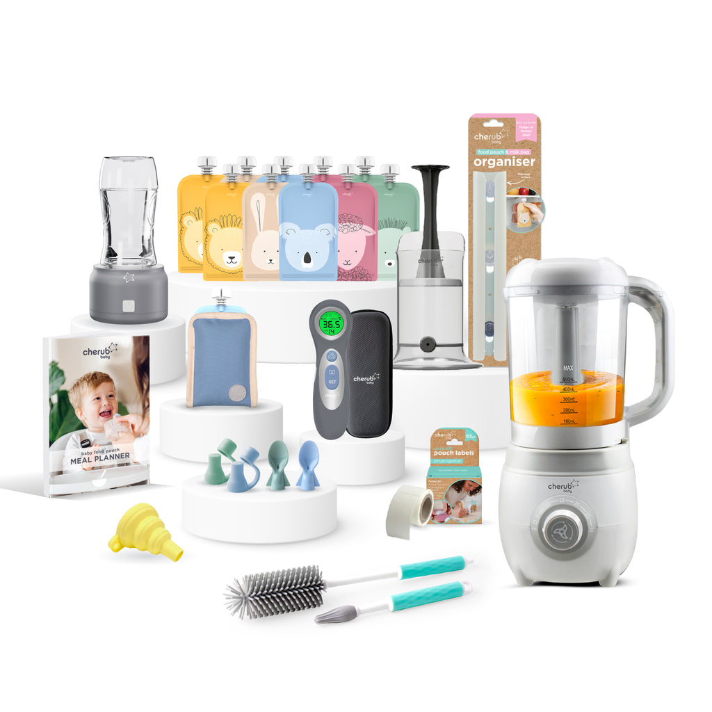 Premium Baby Food Maker Thermometer & Bottle Warmer Bundle Kit - Cerulean & Sage