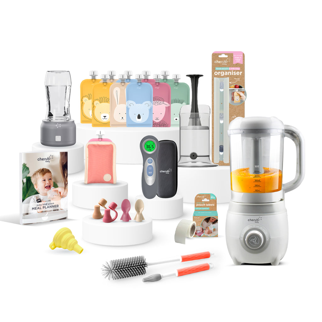 Premium Baby Food Maker Thermometer & Bottle Warmer Bundle Kit - Dusty Rose & Sand