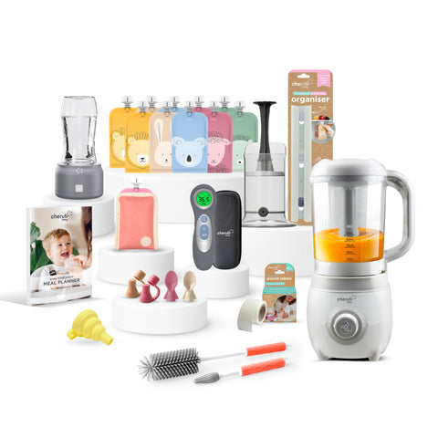 Premium Baby Food Maker Thermometer & Bottle Warmer Bundle Kit - Dusty Rose & Sand