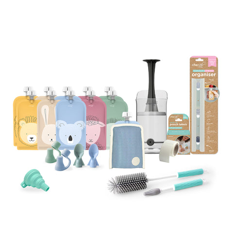 Reusable Baby Food Pouches, Yoghurt Pouches | Bundle Kit | Cerulean & Sage | BF BUNDLE SALE