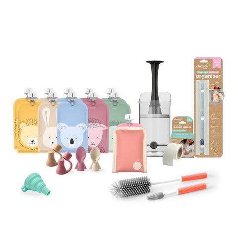 Reusable Baby Food / Yoghurt Pouches | Bundle Kit | Dusty Rose & Sand |BF BUNDLE SALE
