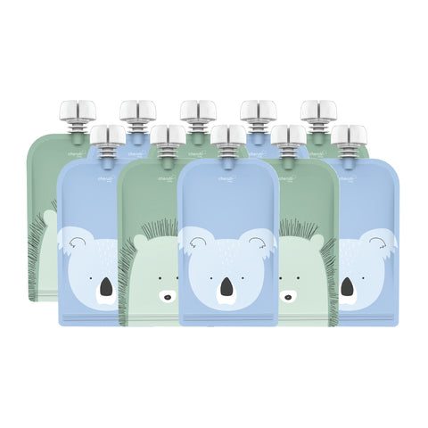 Reusable Baby Food Pouches 20PK 120ml Animal Cerulean Sage & Food Pouch Organiser Bundle