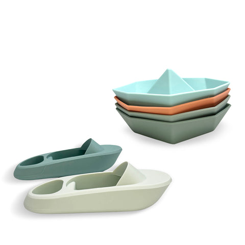 2PK Silicone Bath Toy Boats + 4pk Bath Toy Ships| BF BUNDLE SALE