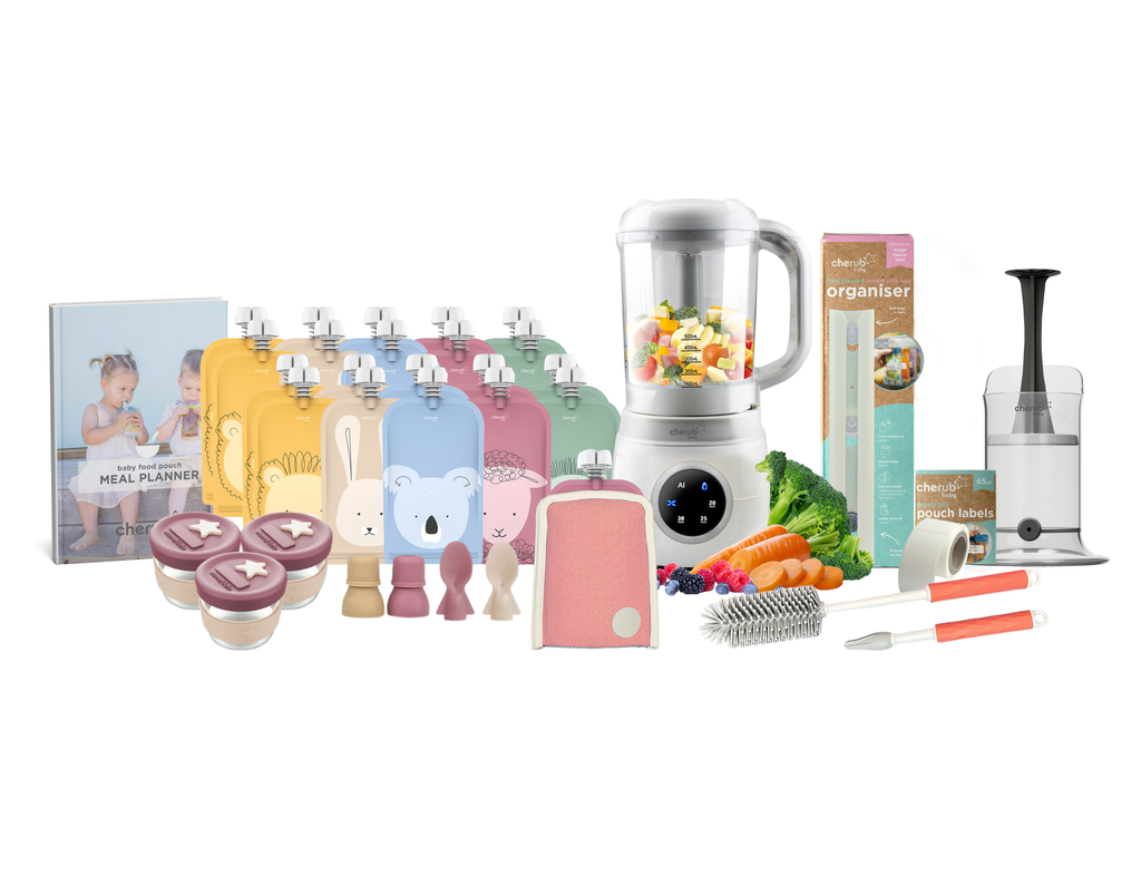 Automatic Baby Food Maker, Steriliser & Warmer Dusty Rose & Sand Bundle