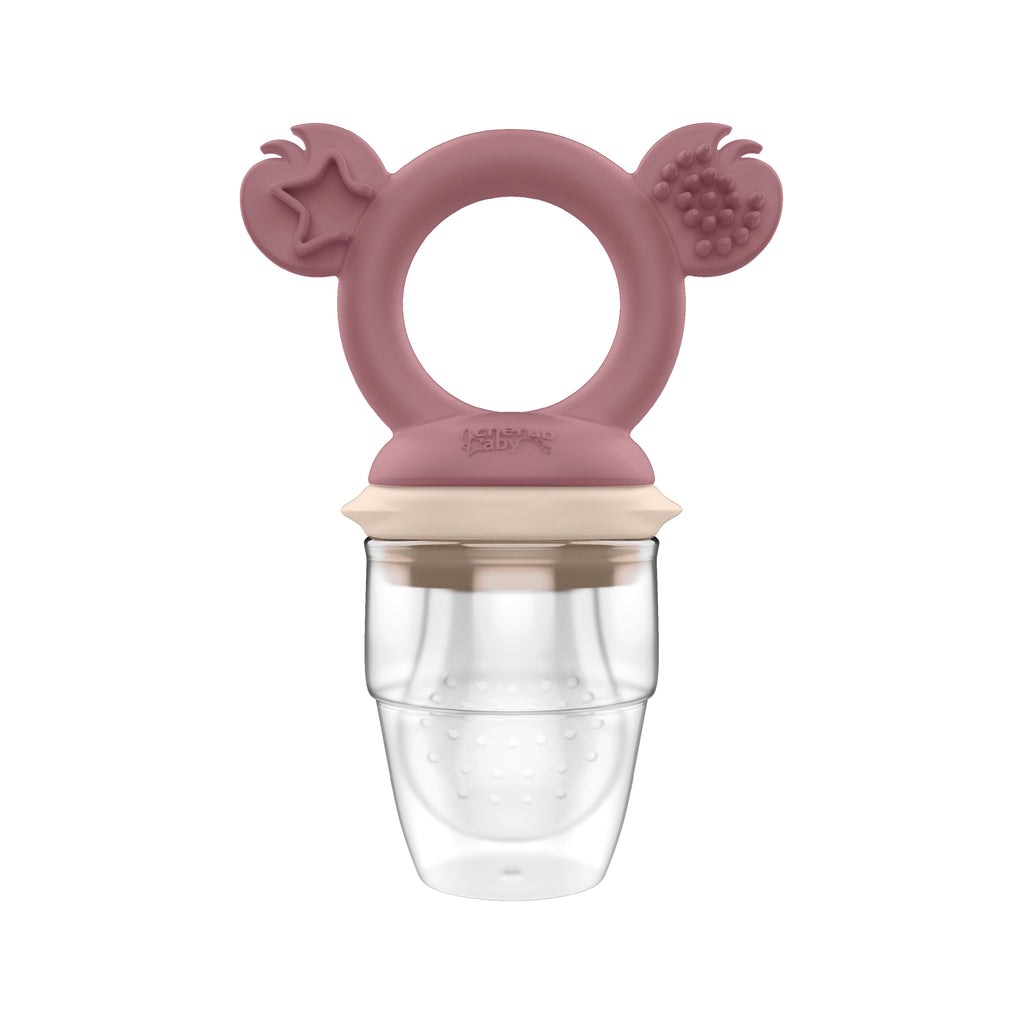 Silicone Baby Fresh Food Feeder/ Fruit Feeder - Dusty Rose & Sand
