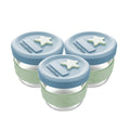 Silicone & Glass Baby Food Storage Containers 3PK 120ml - Cerulean Sage - Puree Containers - Freezer Safe