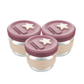 Silicone & Glass Baby Food Storage Containers 3PK 120ml - Freezer - Dusty Rose & Sand