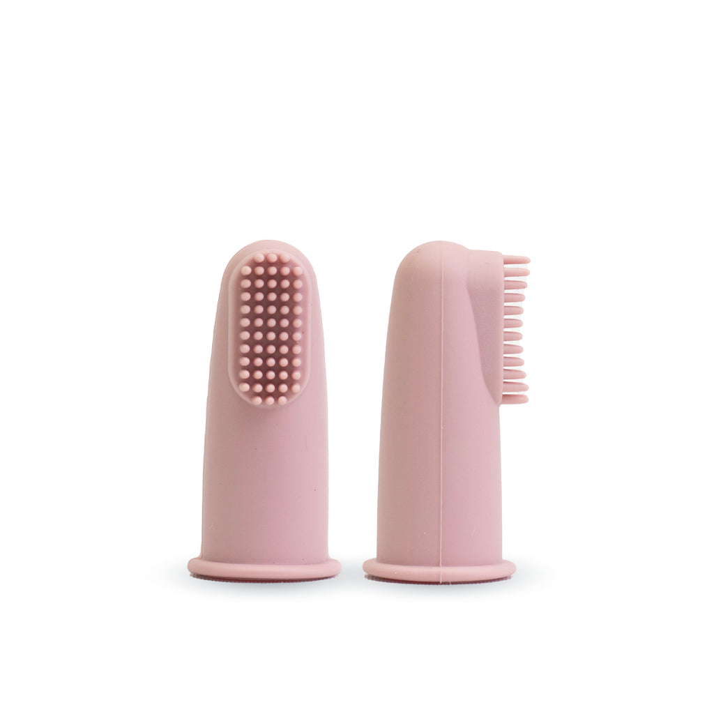 Silicone Baby Finger Toothbrush & Case - Dusty Rose