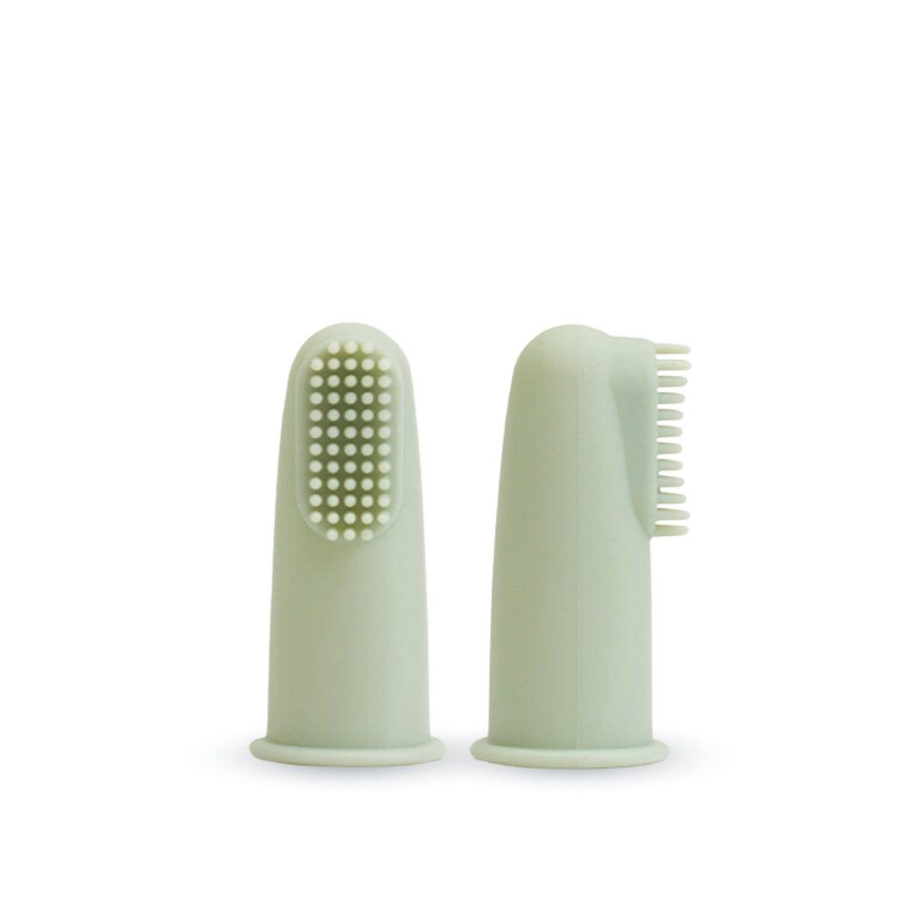 Silicone Baby Finger Toothbrush & Case - Sage