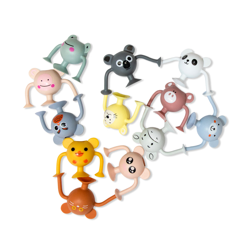Bath Toys - Baby Silicone Suction 12pk – Entire Zoo Collection - Pastel