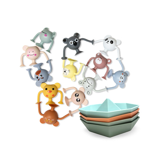 12PK Silicone Bath Toys + 4PK Bath Toy Ships | BF BUNDLE SALE