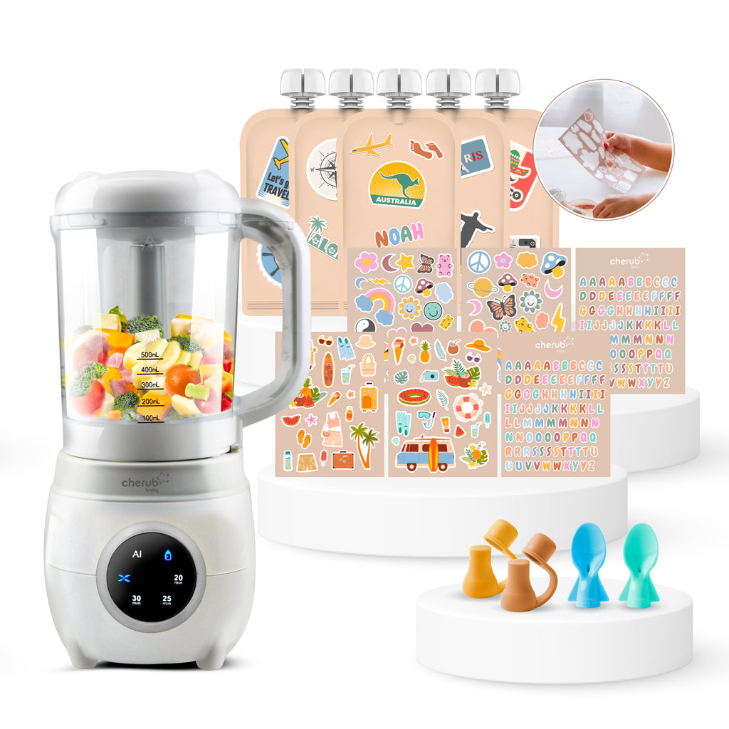 Automatic Baby Food Maker + Reusable Pouches Bundle - GB