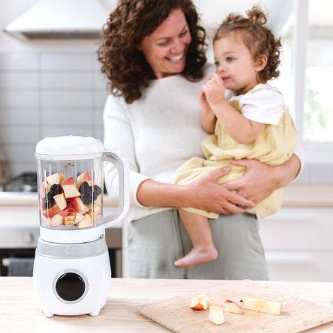 Automatic Baby Food Maker & Silicone Food Pouches Bundle in Peach & Blush