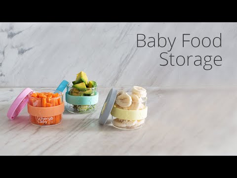 Silicone & Glass Baby Food Storage Containers 4PK 180ml  - Cerulean & Sage