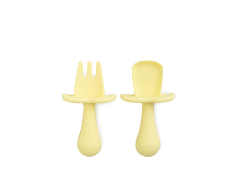 Baby Led Weaning Silicone Spoon & Fork Cutlery - Lemon