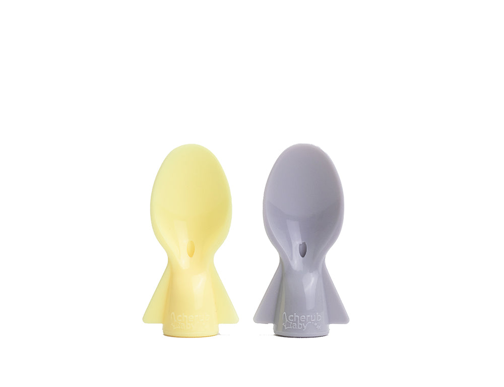 Universal Food Pouch Spoons 2 pack - Lemon & Grey