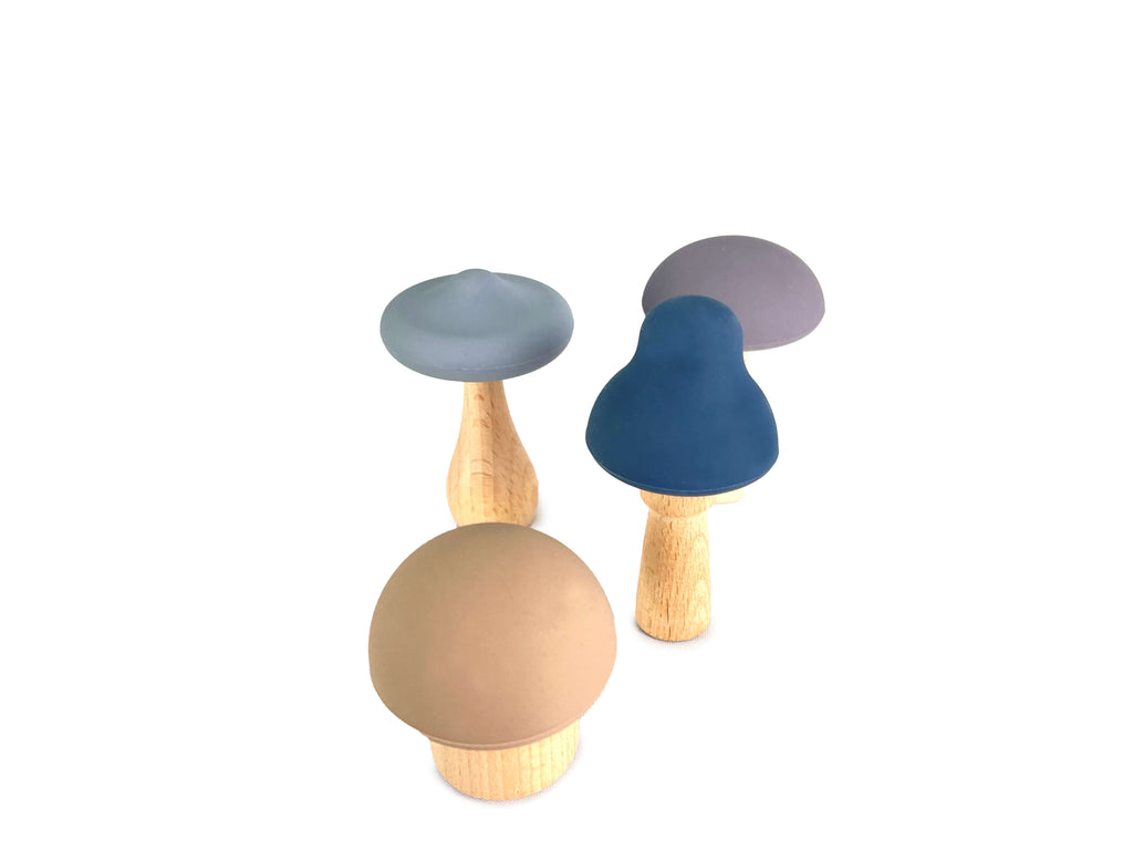 Cherub Baby’s new silicone and beech wood mushroom teether toys
